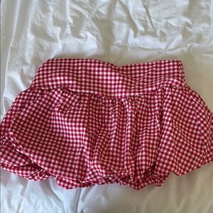 SHEIN Red and White Checkered Skirt